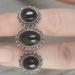 ***Sale*** New Black Onyx 925 Silver Double Knuckle Ring.